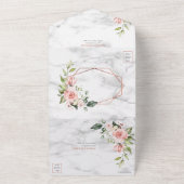 Kupfergeometrisches Marmor Rosa Blumenzehen All In One Einladung (Außenbereich)
