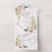 Kupfergeometrisches Marmor Rosa Blumenzehen All In One Einladung (Innen Boden)