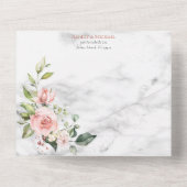 Kupfergeometrisches Marmor Rosa Blumenzehen All In One Einladung (Rückseite)