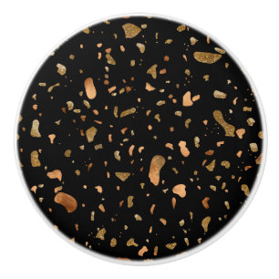 Kupfergold auf dem schwarzen Terrazzo-Stein Keramikknauf