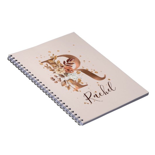 Kupferherbst-Blumenbrief R Fall-Blume Notizblock (Rechte Seite)