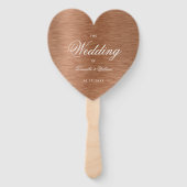 Kupferherz Elegantes White Script Hochzeitsprogram Fächer (Vorderseite)