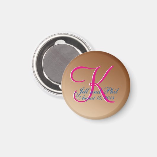 Kupferhochzeitmonogramm Magnet (Vorderseite/Rückseite)