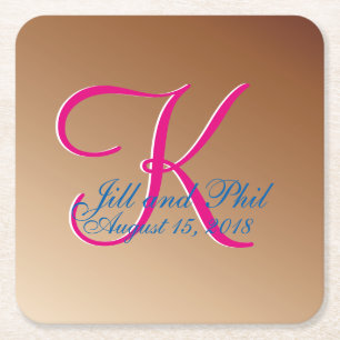 Kupferhochzeitmonogramm Rechteckiger Pappuntersetzer