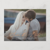 Kupferkalligrafie-Overlay-Foto Save the Date Postkarte (Vorderseite)