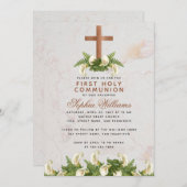 Kupferkreuz der ersten Kommunion Calla Lilies Marm Einladung (Vorne/Hinten)