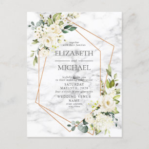 Kupfermarble Geometric Floral Postcard Wedding Ankündigungspostkarte