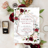 Kupfermarble Geometrisches Burgundy-BlumenWedding Einladung