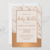 Kupfermarmor, trendige Glaswand, elegante Babydusc Einladung (Vorderseite)