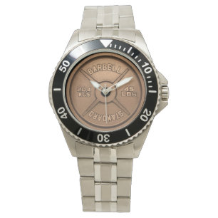 Kupferne Barbell-Platte Armbanduhr