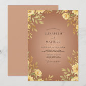 Kupferne Bernstein-Blatt-Hochzeit Einladung (Vorne/Hinten)