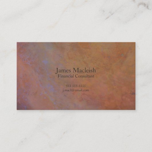 Kupferne Beschaffenheiten Visitenkarte (Vorderseite)