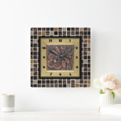 Kupferne Glasfliesen Quadratische Wanduhr (Zuhause)