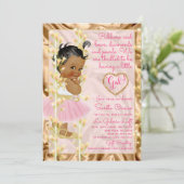 Kupferne Rosa-u. GoldBaby-Babyparty Einladung (Stehend Vorderseite)