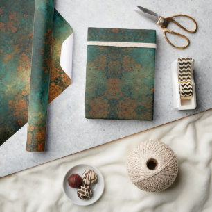 Kupferne Vintage-Ephemera mit beschädigter Patina Geschenkpapier