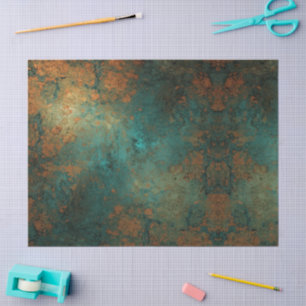 Kupferne Vintage-Ephemera mit beschädigter Patina Seidenpapier