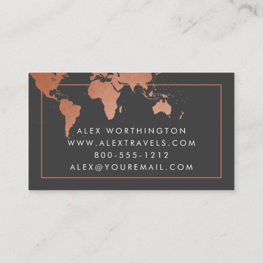 Kupferne Weltkarten-berufliche internationale Visitenkarte (Rückseite)