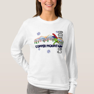 Kupferner Gebirgssnowboard-Damen Hoodie T-Shirt