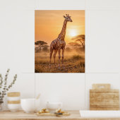 Kupferner Giraffenuntergang Poster (Küche)