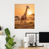 Kupferner Giraffenuntergang Poster (Heimbüro)