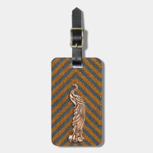 Kupferner Glitzer-Pfau Gepäckanhänger