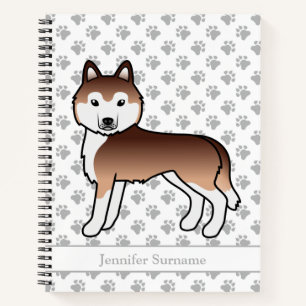 Kupferner Siberian Husky Cartoon-Hund & Text Notizblock