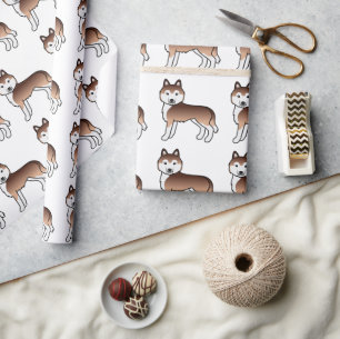 Kupferner Siberian Husky Süßer Hundemuster Geschenkpapier