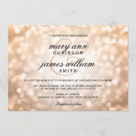 Kupfernes Bokeh beleuchtet elegante Hochzeit Einladung