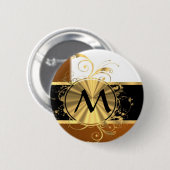 Kupfernes Schwarz- und Goldmonogramm Button (Vorne & Hinten)