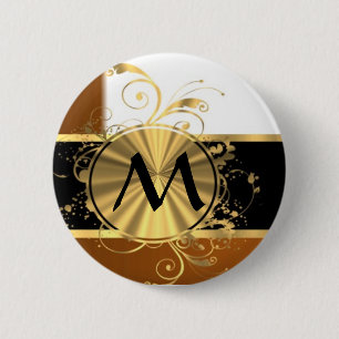 Kupfernes Schwarz- und Goldmonogramm Button