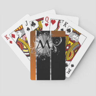 Kupfernes schwarzes und silbernes Monogramm Spielkarten