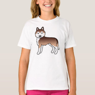 Kupfernes Sibirisches Husky Süßes Cartoon-Hund-T-S T-Shirt