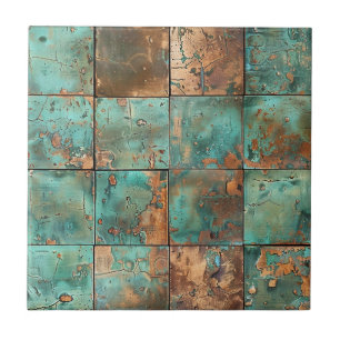Kupferpatina Keramikfliese mit distressed Finish