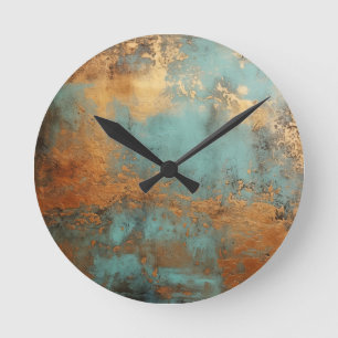 Kupferpatina Rustikal Runde Wanduhr