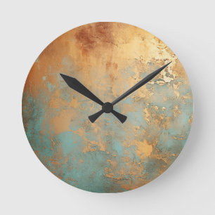 Kupferpatina Rustikal Runde Wanduhr