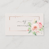 Kupferrahmen rot Rosa Blütenrosa Handgeschriebenes Visitenkarte (Vorderseite)