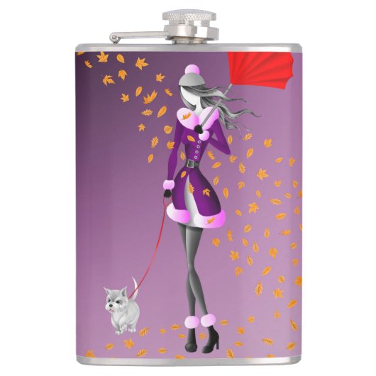 Kupferrain Lila Hüftflasche Flachmann (Vorderseite)