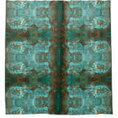 Kupferrot und Aquamarin Moderne Abstrakt Duschvorhang (Vorderseite)