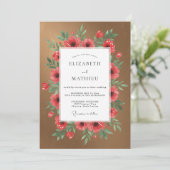Kupferrote Mohn-Hochzeit Einladung (Stehend Vorderseite)