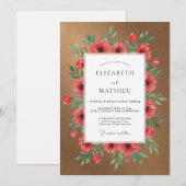 Kupferrote Mohn-Hochzeit Einladung (Vorne/Hinten)