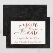 Kupferskript und Schwarzes Marmor Hochzeit speiche Save The Date (Vorne/Hinten)