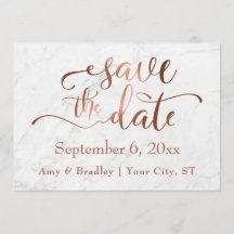 Kupferskript & White Marble Wedding Speichern Sie 