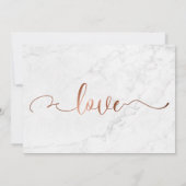 Kupferskript & White Marble Wedding Speichern Sie Save The Date (Rückseite)