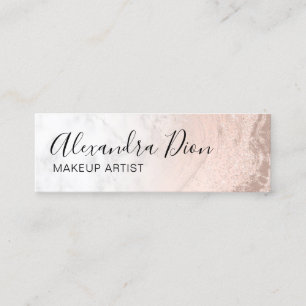 Kupferstich-Rose Gold Glitzer Marmor Makeup-Künst Mini Visitenkarte