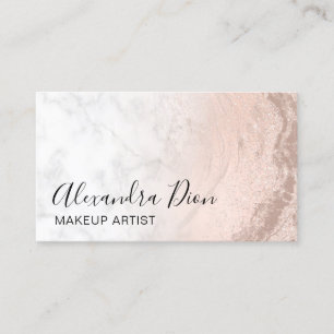 Kupferstich-Rose Gold Glitzer Marmor Makeup-Künst Visitenkarte