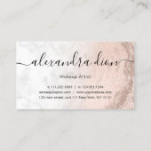 Kupferstich-Rose Gold Glitzer Marmor Makeup-Künstl Visitenkarte (Rückseite)