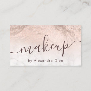 Kupferstich-Rose Gold Glitzer Marmor Makeup-Künstl Visitenkarte