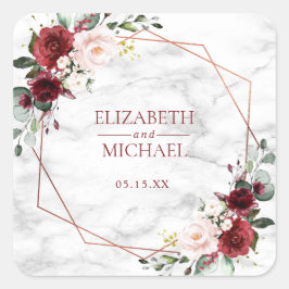 Kupfersticker für Burgundy-Marmor Quadratischer Aufkleber