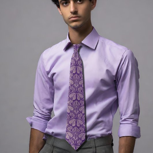 Kupferstickermuster - Lila Blätter Krawatte