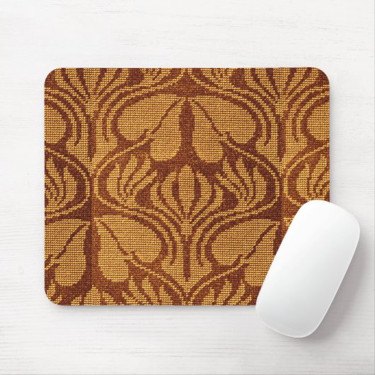 Kupferstickermuster - Orangefarbene Blätter Mousepad (Mit Mouse)